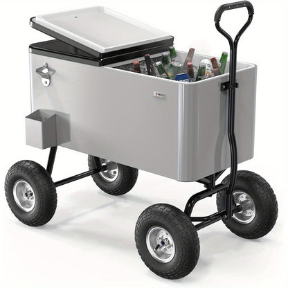 Rolling Cooler Cart 80QT Portable Wagon with 10" Wheels – Patio Beach Outdoor Drink Cooler