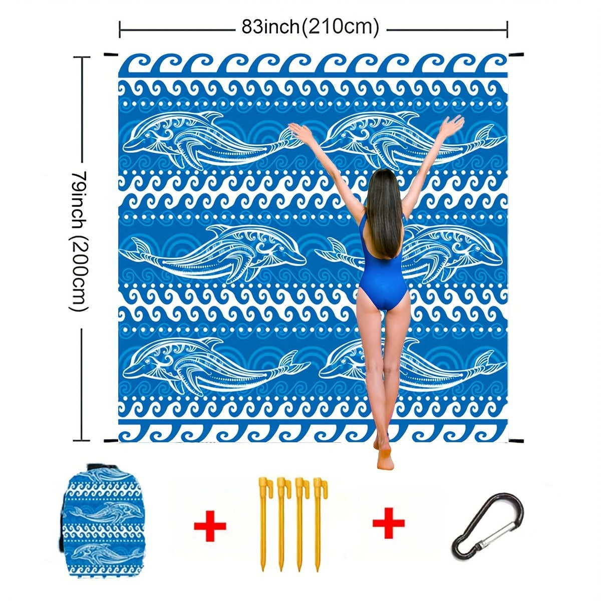 Sandproof Beach Blanket Oversized Extra Large Quick Dry Picnic Mat for Beach Camping Travel – Bohemia Dolphin Sailor Turtle Fish Patterns, 2-10 Adults