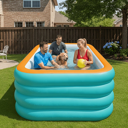 Inflatable Swimming Pool for Family Extra Large 120 Inch 4-Layer Thickened Outdoor Backyard Pool Quick Inflation Durable Kids Adults Summer Party