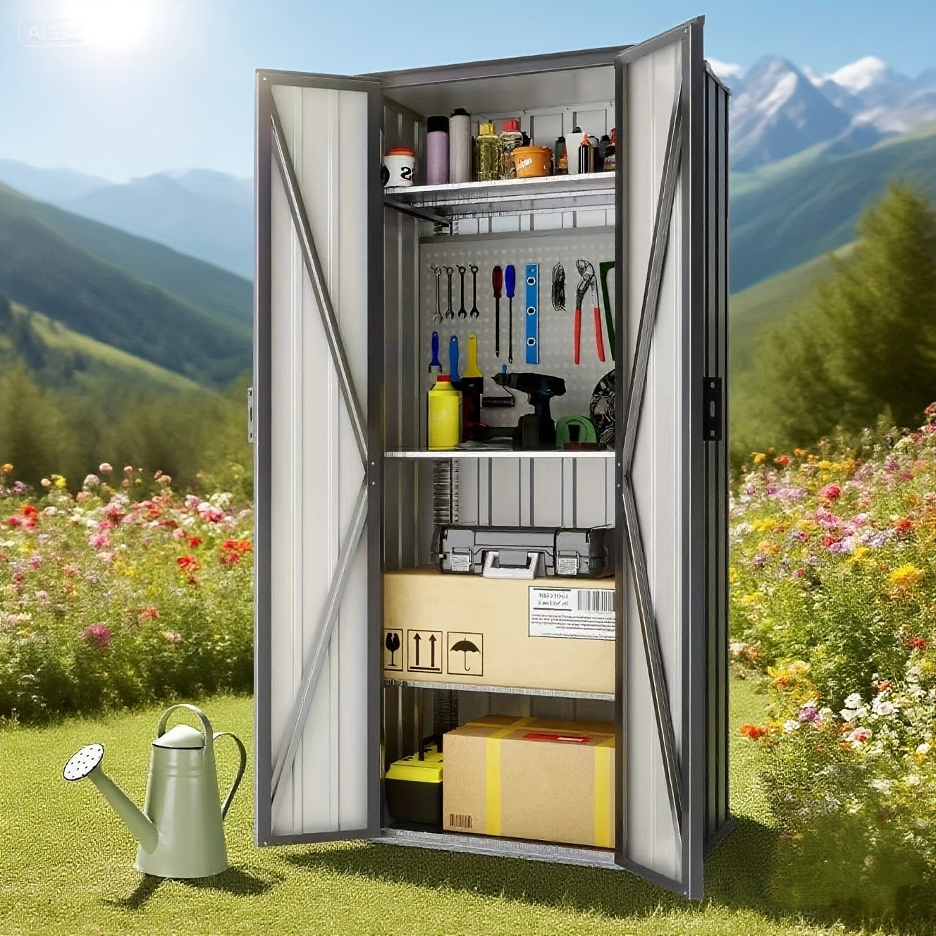 Metal Deck Box Lockable Waterproof Outdoor Storage 22/28 Cuft