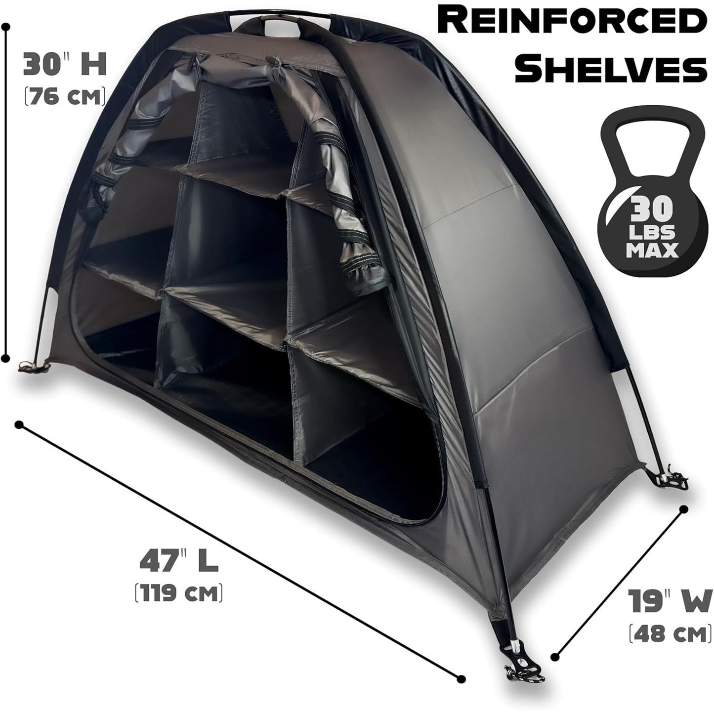 Camping Tent Organizer 9-Shelf with Zippered Flap — Hanging Storage Rack for Shoes, Gear & Dining, Fits Most Tents, Brown & Gray