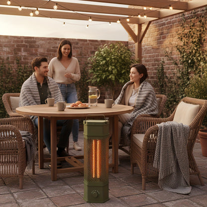 Electric Patio Heater 1400W 28", All-Around Radiant Heating with Tip-Over & Overheat Protection, Modern Indoor Outdoor Space Heater for Bedroom, Living Room, Garage, Backyard, Office