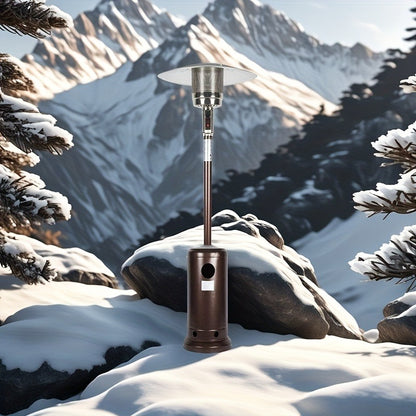 Outdoor Propane Patio Heater 46000 BTU Freestanding Tower with Wheels, Bronze Powder-Coated, Commercial & Residential, Tip-Over Safety Shut-Off, 175 sq ft Coverage