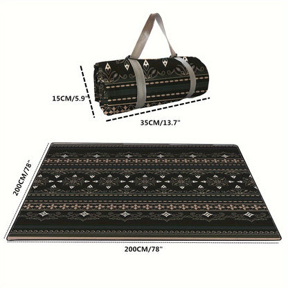 Foldable Picnic Mat 78x78in Dual Layer 240T Polyester & 210D Oxford Cloth Printed Outdoor Beach Mat for Camping – Ultrasonic Design All-Season Ground Cover