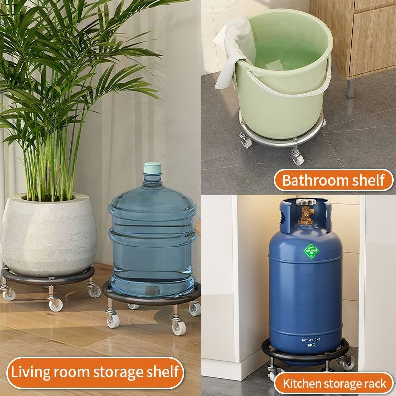 Propane Tank Dolly with 4 Locking Wheels – Heavy Duty Gas Cylinder Cart & Movable Base for Tanks, Garden Pots & Storage