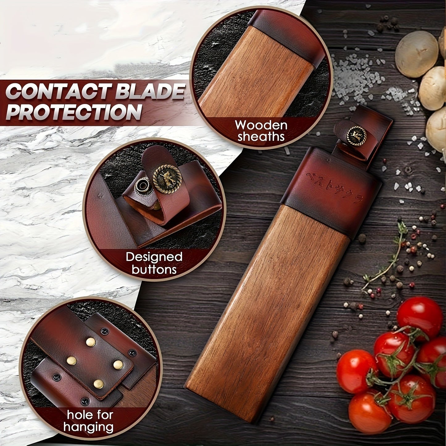 Machete High-Carbon Steel 7.8" Blade with Red Sandalwood Handle, Full Tang Outdoor Knife with Wood & Leather Case for Camping, Hiking, Gardening and Survival