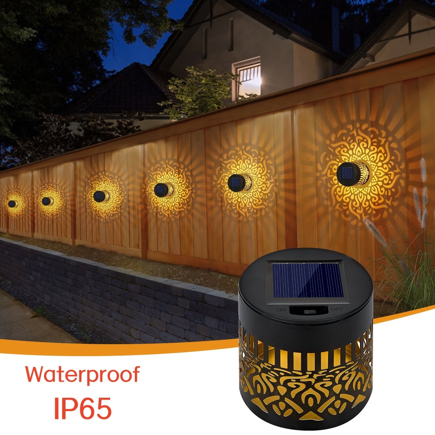 Solar Garden Lights Outdoor Waterproof IP65 Mandala LED Fence Wall Lights Metal Deck Step Lights for Yard Patio Courtyard Pathway Decoration Festival Gift 1/2/4 Pack