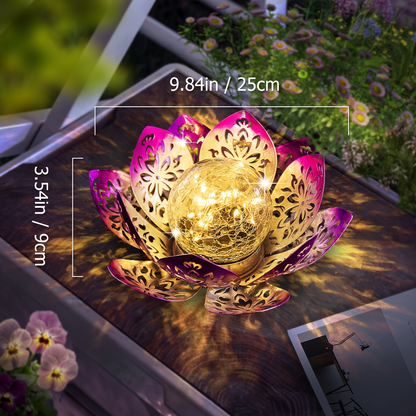 Solar Garden Light Lotus Flower LED Step Light Outdoor Cracked Glass Ball IPX4 Waterproof Lawn Yard Pathway Staircase Corridor Decor – Azure Blue Purple Gray