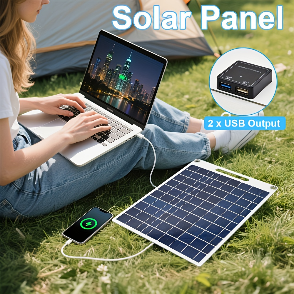 [Portable Solar Panel] Lightweight Portable Solar Panel Solar Panel Winter Outdoor Solar Charger with USB Safe Charging Stabilizer Battery Charger Mobile Phones, Flashlights, Fans Outdoor Camping Home, Portable Backup Power, Lightweight Charger
