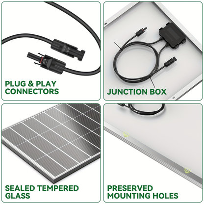 Monocrystalline Solar Panel 400W 25.5% High Efficiency Half-Cut Cell A+ Grade 2pcs 200W 12V Solar Module for Farm House Rooftop RV Caravan Off-Grid System Energy Independence