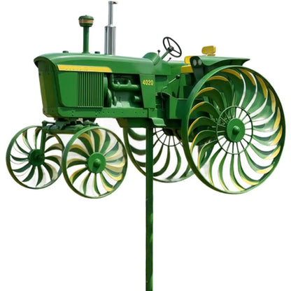 Garden Windmill Stake Tractor-Shaped | Rotating Wheels Pinwheel for Patio Yard Lawn Outdoor Sculpture Decor Gift