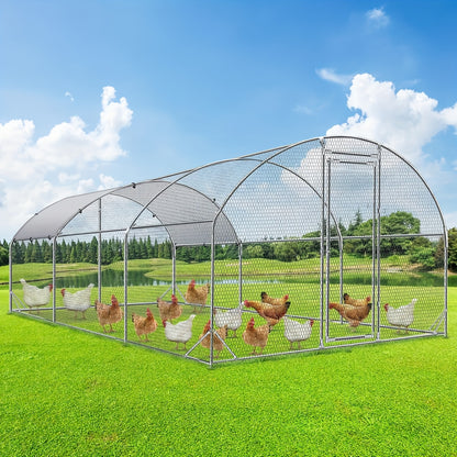 Metal Chicken Run Walk-in Poultry Enclosure with UV Protection - Dome Flat & Spire Roof Styles, Spacious Outdoor Backyard Farm Chicken Pen, Multiple Size Options