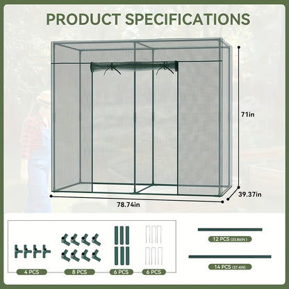 Plant Protection Tent Crop Cage with Zippered Door & Square Frame, Raised Garden Bed Cover Wind-Resistant for Outdoor Vegetables, Flowers & Herbs, Multiple Sizes