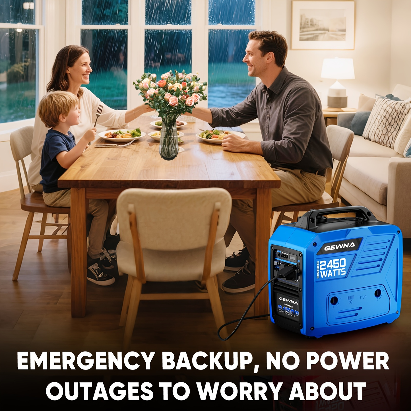 Inverter Generator 2450W & 3450W Super Quiet | EPA Compliant, 1.6 Gal Tank 8.3Hr Runtime, Portable Gas Generator for Home Backup, Camping, RV, Emergency Power