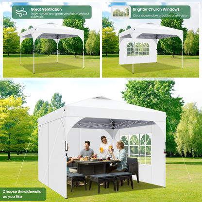 Pop Up Canopy Tent 10x10 FT 1-Key Center Lock 3 Heights Carry Bag
