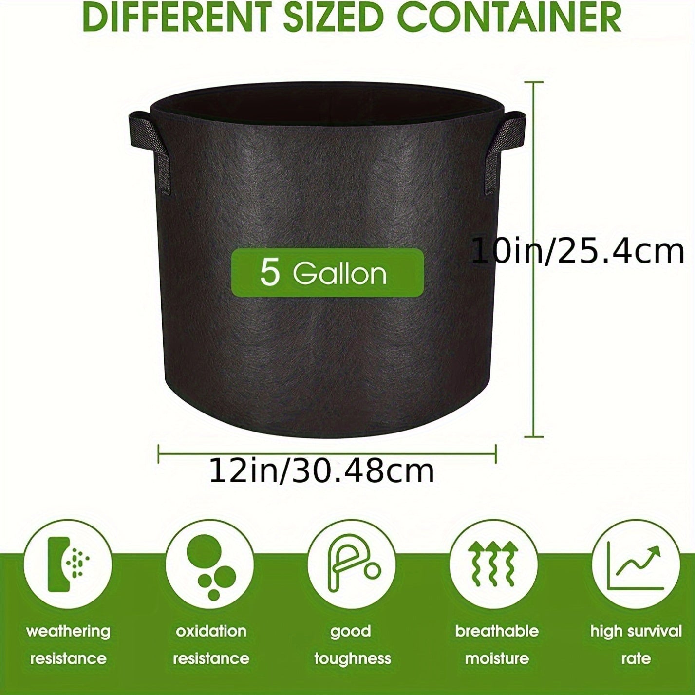 Grow Bags 5 Gallon Felt with Handles 10 & 20 Pack | Aeration Nonwoven Fabric Pots | Air Pruning Planter for Vegetables Tomatoes Potatoes Flowers Indoor Outdoor