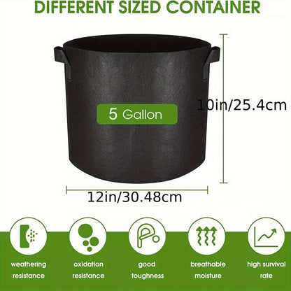 Grow Bags 5 Gallon Felt with Handles 10 & 20 Pack | Aeration Nonwoven Fabric Pots | Air Pruning Planter for Vegetables Tomatoes Potatoes Flowers Indoor Outdoor