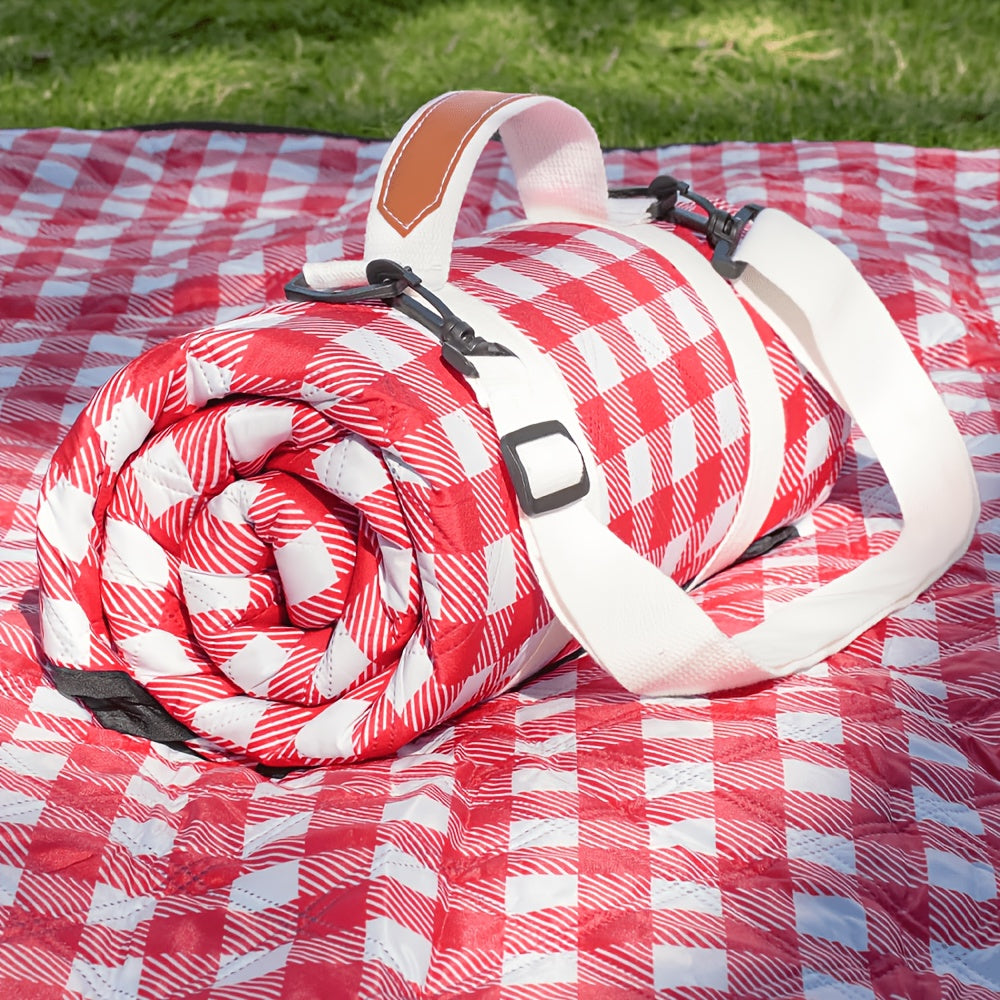 Picnic Blanket Outdoor Waterproof Extra Large 80x80 Foldable Beach Mat Camping Blanket Portable Sandproof Plaid Pattern for Family Travel Park