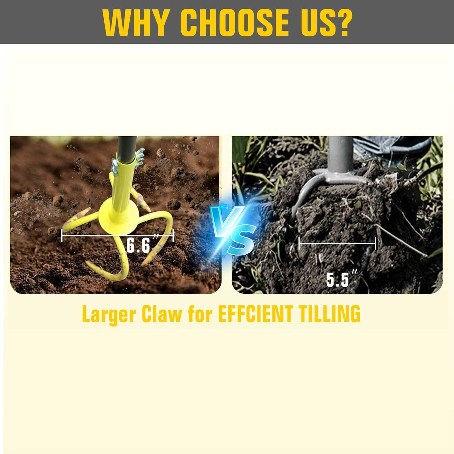 Garden Claw Twist Tiller Manual Steel Cultivator & Soil Loosener, Hand Tiller Lawn Aerator for Garden Bed, Plant Box, Raised Bed & Vegetable Patch