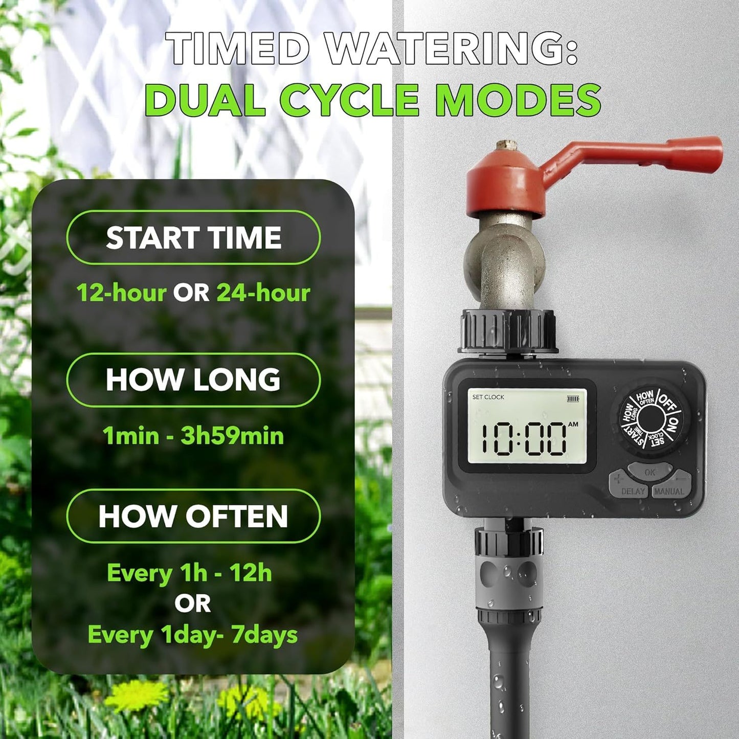 Garden Hose Timer Programmable Digital Irrigation Controller with LCD Display 1-Outlet