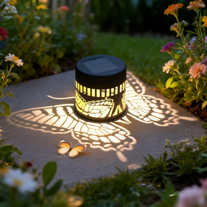 Solar Fence Lights Mandala Metal Lantern Outdoor Butterfly Garden Decor IP65 Waterproof Solar Powered Deck Step Wall Light for Patio Backyard Yard Xmas