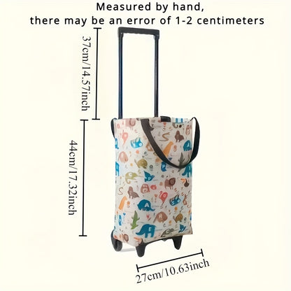 Folding Shopping Cart 2-in-1 Oxford Large Capacity Portable Tote Bag Reusable Grocery Bag on Wheels for Camping Business Delivery Market Travel Daily Use
