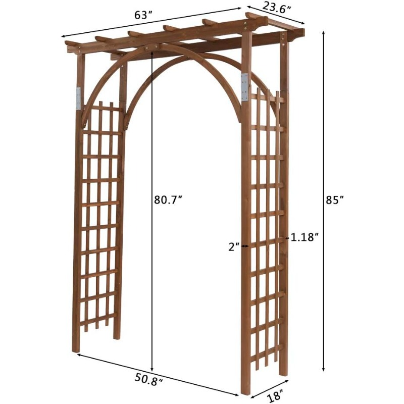 Teak Wood Pergola Arbor 85" Wedding Arch Garden Climbing Trellis