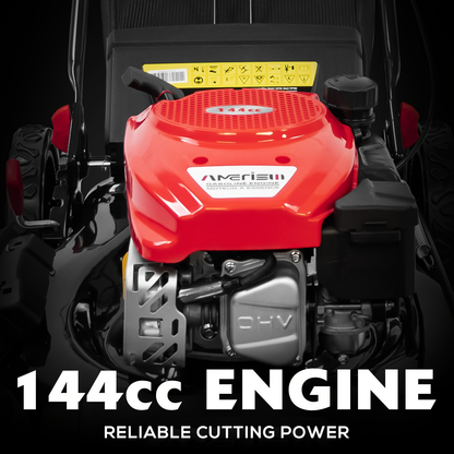 Gas Lawn Mower 21-Inch 144cc/170cc Push & Self-Propelled 2-in-1/3-in-1 Mulching, 6-Position Height Adjustment, High Rear Wheels, Foldable Handle