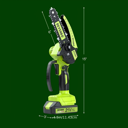 Cordless Mini Chainsaw 6-Inch, Handheld Pruning Saw with Rechargeable Battery, Adjustable Chain Tension, Safety Lock & Anti-Splash Guard for Branch Trimming in Yard, Garden & Home