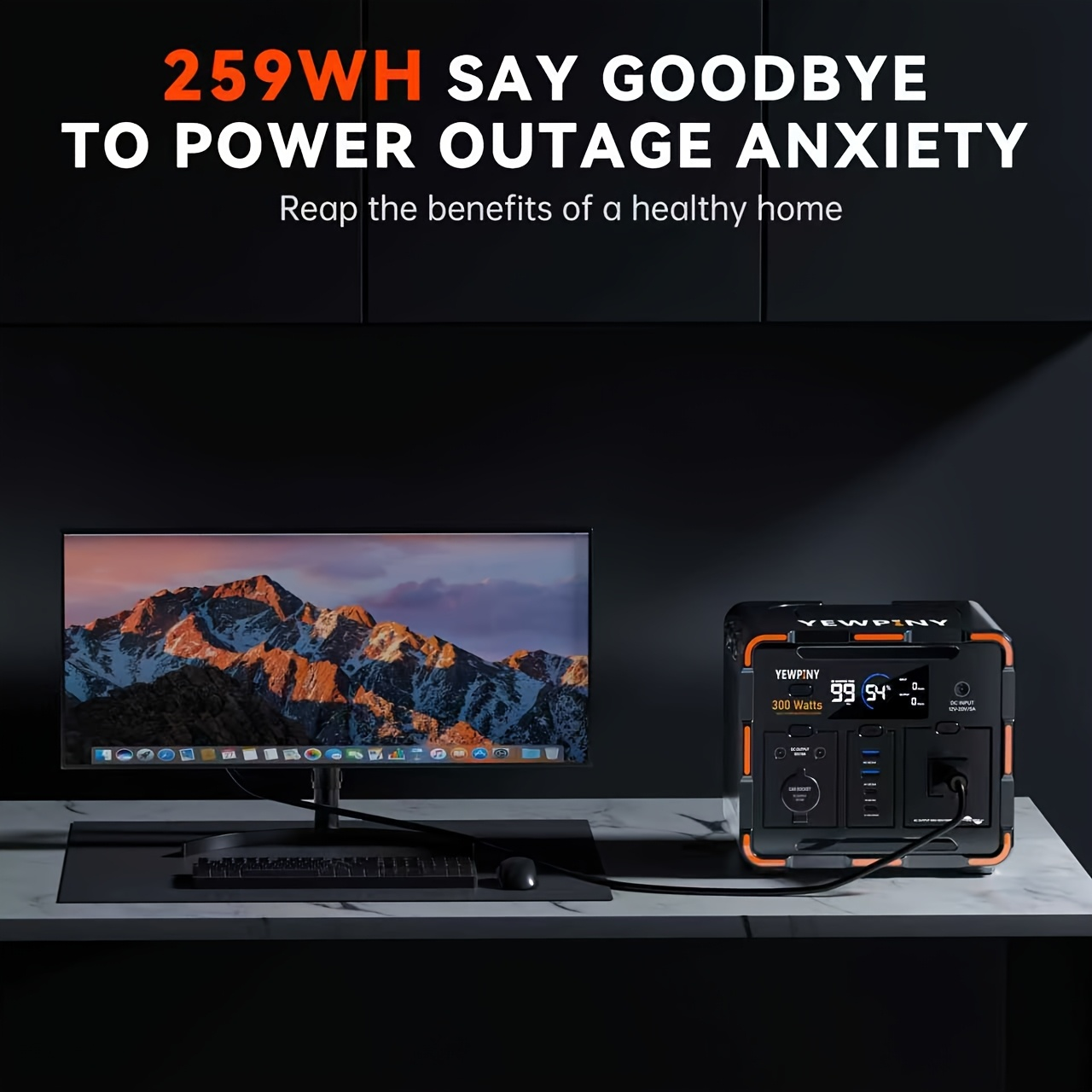 Outdoor Power Station 300W / 600W Fast Charging | 259Wh 599Wh Lithium Solar Generator AC DC USB | Camping Hunting Home Power Outage Backup