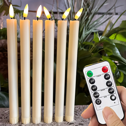 Flameless Taper Candles with Remote 6 Pack LED Flickering Battery Operated Electric Fake Window Candles 3D Black Wick for Dining Table Centerpiece Holiday Home Decor