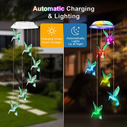 Solar Hummingbird Butterfly Pendant Light 6 LED Color