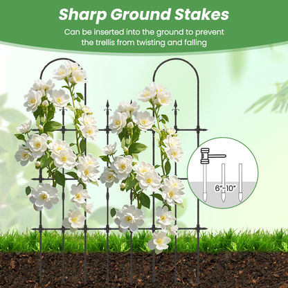 COSTWAY 58"L X 73"H Garden Trellis for Climbing Plants, Outdoor Rose Arch Trellis, Rustproof Metal Plant Support Frame for Raised Bed, Decorative Garden Fence for Vegetable Flower Cucumber Tomato