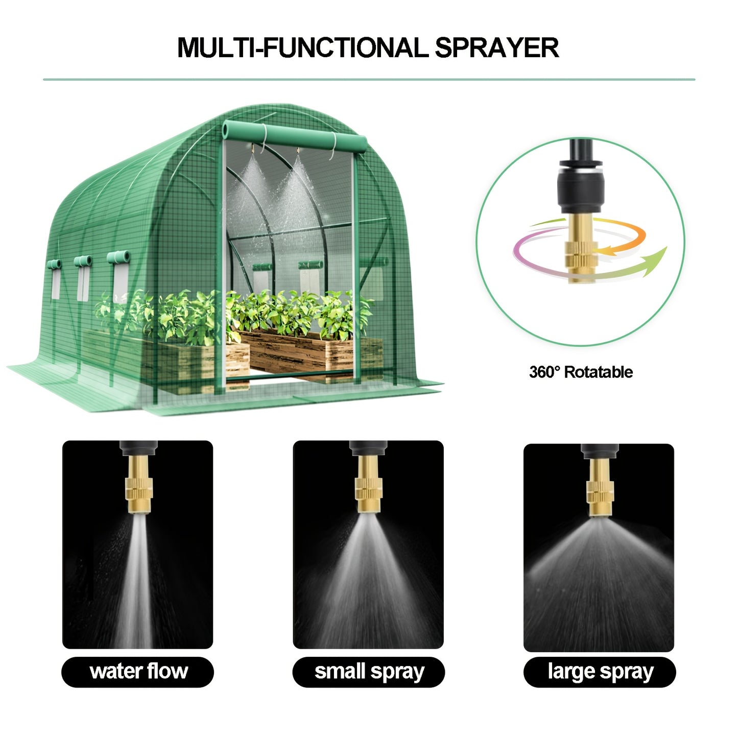 Greenhouse with Watering System, 10X6.6X6.6 Outdoor Greenhouse