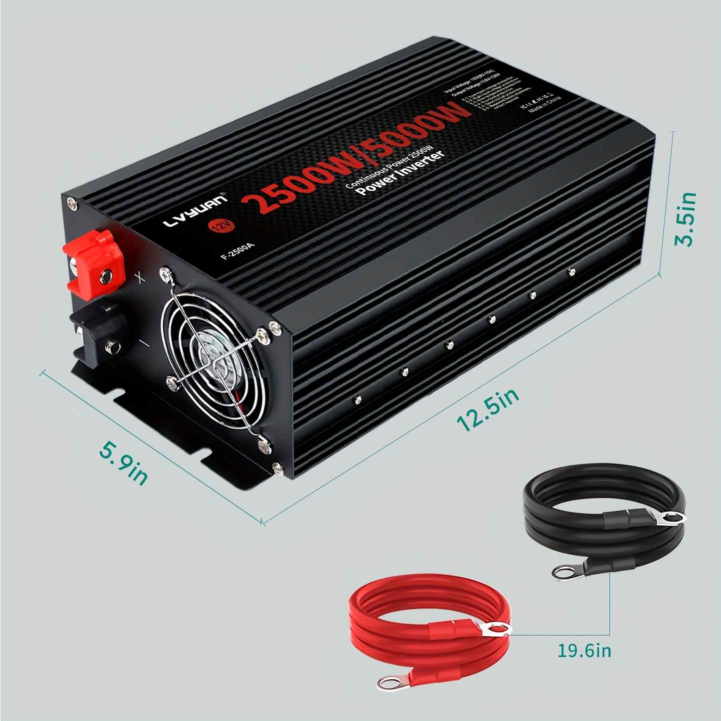 Power Inverter 500W / 2500W 12V DC to 110V AC - 3 AC Outlets & Dual USB Ports, LED Display, Car Inverter for Boat, Vehicle, RV, Truck & Camping Off-Grid Power