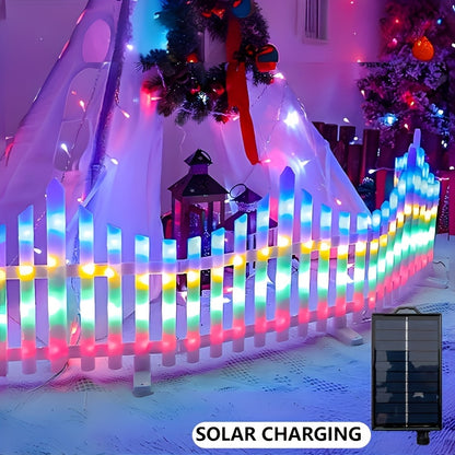 Solar Fence Lights Outdoor 8 Pack | Color LED Lantern Garden Decorative Light, IP44 Waterproof, Flashing & Steady Modes, Courtyard Villa Patio Christmas Decor