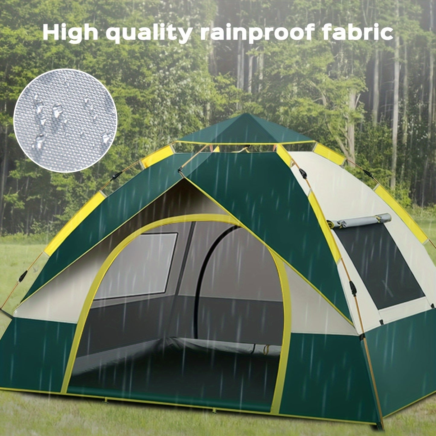 Instant Setup Camping Tent 1-4 Person All Season Dual Door Windproof