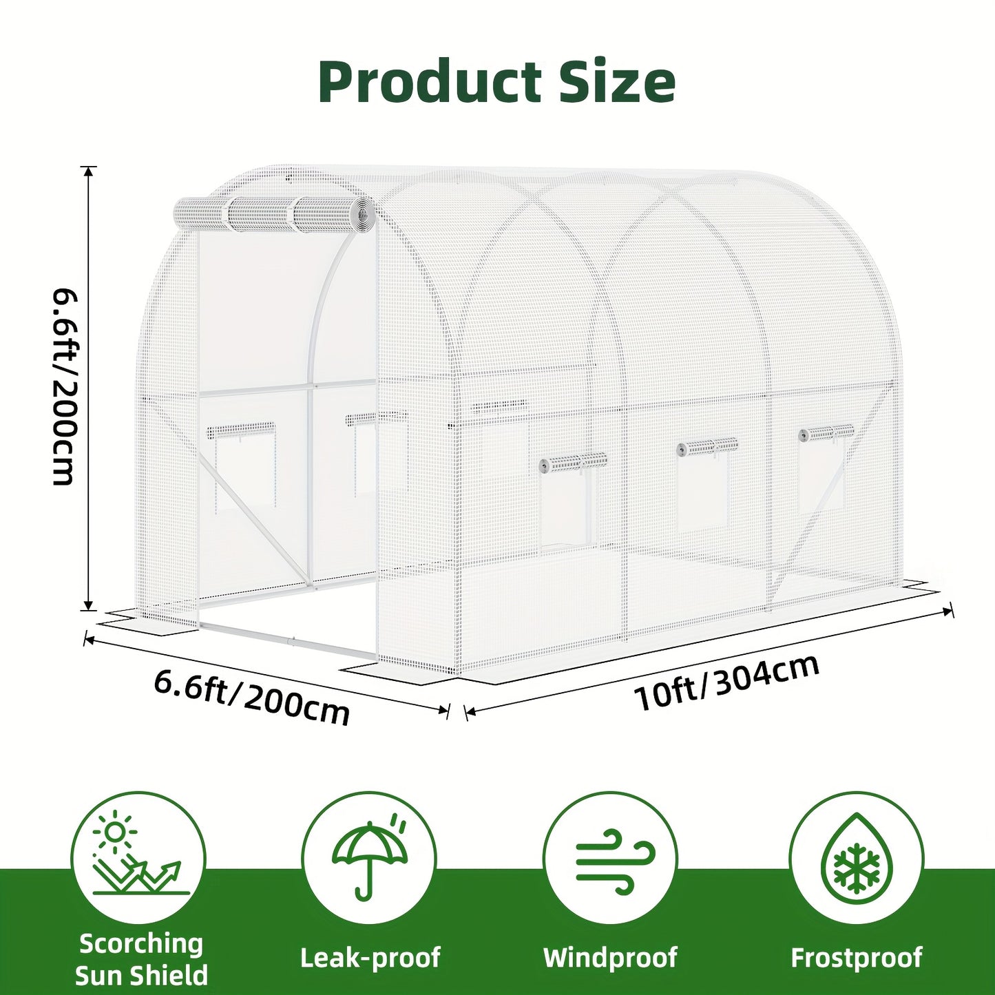 Garden Greenhouse Shelves 3/4-Layer Iron Frame with Durable PE Cover, Portable Indoor Outdoor Plant Greenhouse for Seedlings, Herbs & Flowers, White & Green
