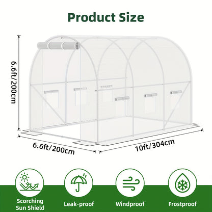 Garden Greenhouse Shelves 3/4-Layer Iron Frame with Durable PE Cover, Portable Indoor Outdoor Plant Greenhouse for Seedlings, Herbs & Flowers, White & Green