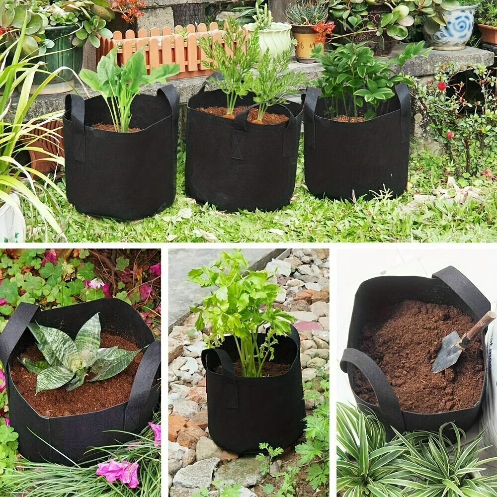 Grow Bags 5 Gallon Felt with Handles 10 & 20 Pack | Aeration Nonwoven Fabric Pots | Air Pruning Planter for Vegetables Tomatoes Potatoes Flowers Indoor Outdoor