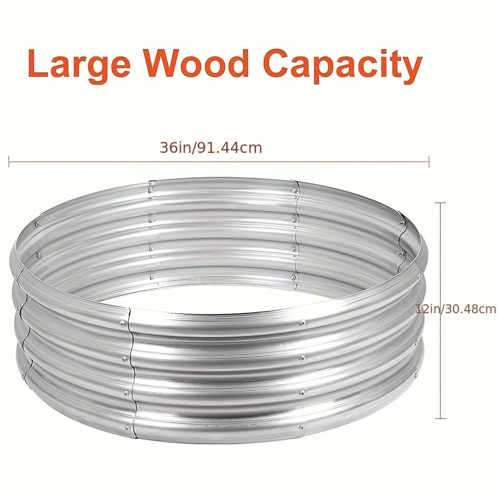 Galvanized Steel Fire Pit Ring Liner for Above Ground Wood Burning, Metal Firepit Insert for Backyard Camping Beach Park Outdoor Patio, 36/48/60 Inch