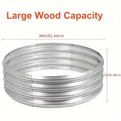 Galvanized Steel Fire Pit Ring Liner for Above Ground Wood Burning, Metal Firepit Insert for Backyard Camping Beach Park Outdoor Patio, 36/48/60 Inch