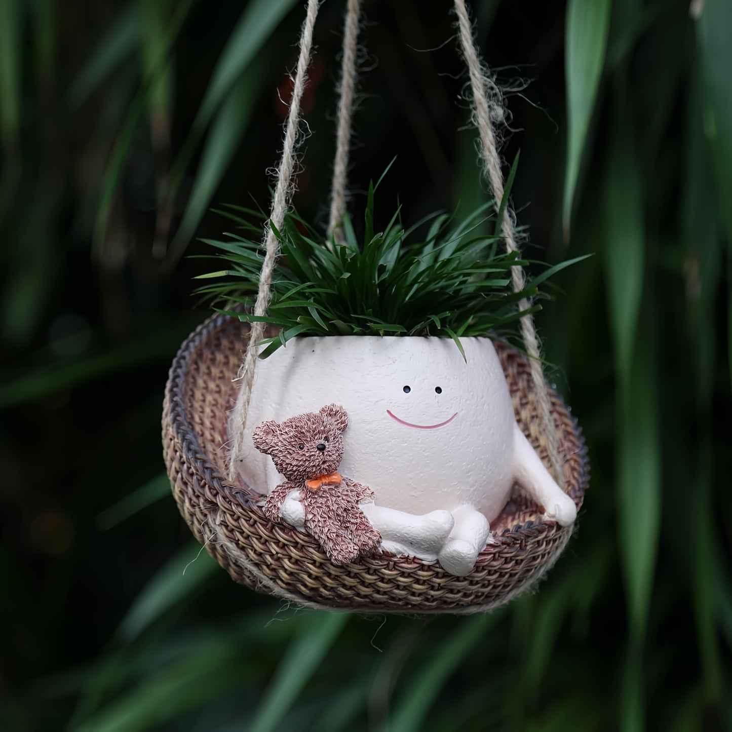 Cute Hanging Planters with Funny Face & Bear Design – Unique Decorative Flower Pots for Indoor Plants, Home, Office & Garden – Fun Plant Gift for Mom