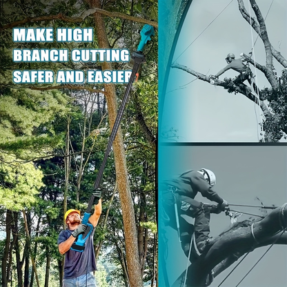 Pole Saw Set with Electric Chainsaw – 6-Inch Cordless Pruner, Long-Handle Scissor Kit, Safety Lock for Tree Pruning & Landscaping