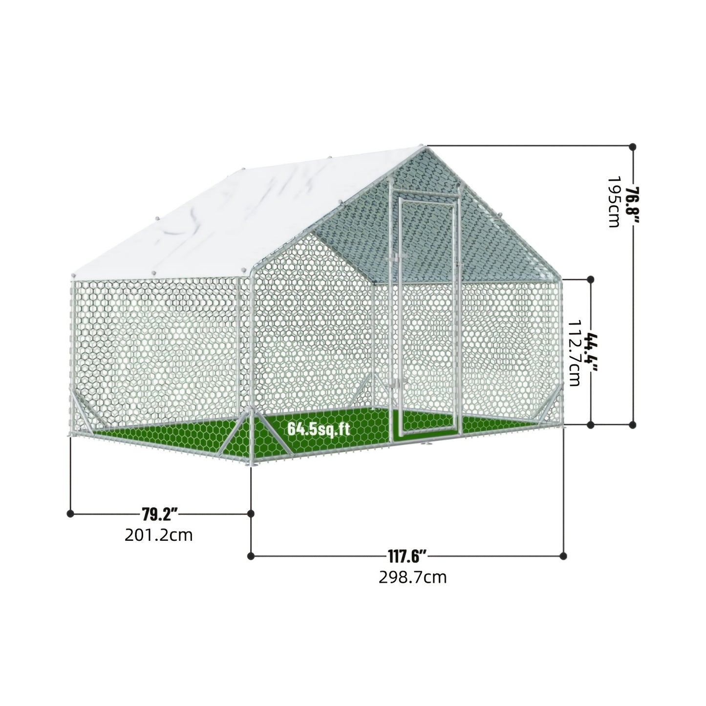 Metal Chicken Run Walk-in Poultry Enclosure with UV Protection - Dome Flat & Spire Roof Styles, Spacious Outdoor Backyard Farm Chicken Pen, Multiple Size Options