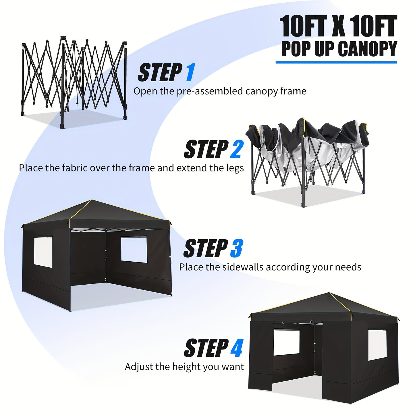 Pop Up Canopy Oxford UV Block Mesh Windows | Beach Camping Party Tent