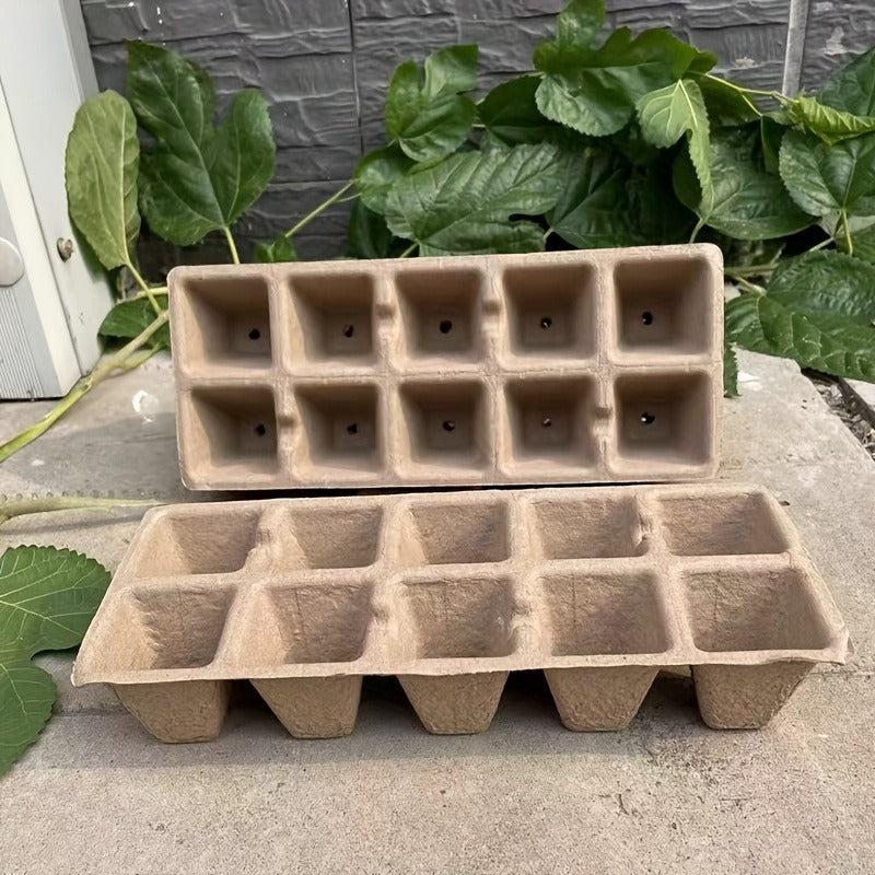 Peat Pots Seed Starter 100pcs Square Biodegradable Paper | Germination Trays with Peat Substrate for Herbs Cacti Flowers | Indoor Outdoor Transplanting
