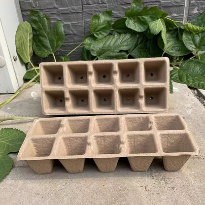 Peat Pots Seed Starter 100pcs Square Biodegradable Paper | Germination Trays with Peat Substrate for Herbs Cacti Flowers | Indoor Outdoor Transplanting