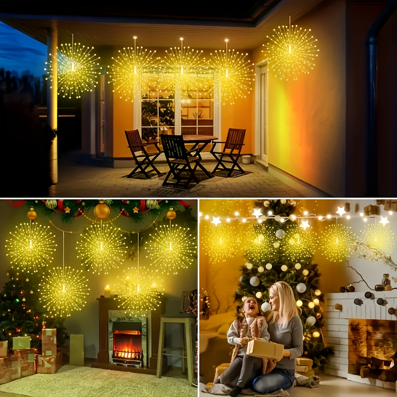 Meteor Shower Rain Lights Outdoor, 480 LED Solar Starburst Ball Lights 8 Tubes with Remote & Timer, IP44 Waterproof Falling Rain Drop Icicle String Lights for Christmas Tree Garden Party Wedding Decor