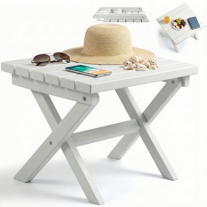 Outdoor Side Table HDPE Collapsible Weather-Resistant Portable End Table for Adirondack Chair, Camping, RV, Poolside & Garden Use